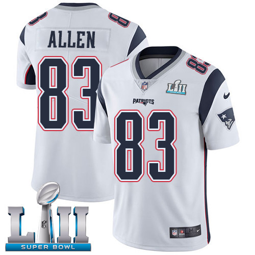 Nike Patriots #83 Dwayne Allen White Super Bowl LII Men's Stitched NFL Vapor Untouchable Limited Jersey - Click Image to Close